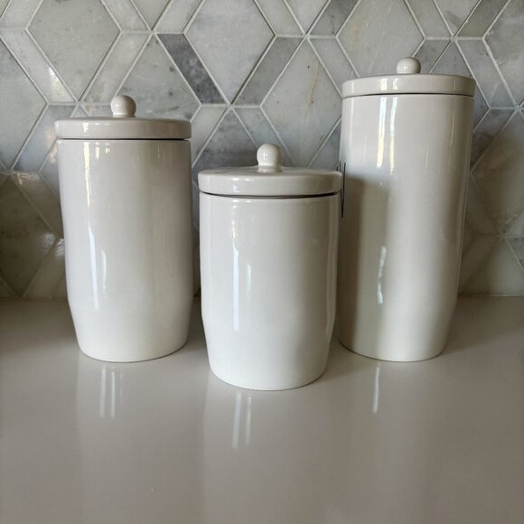 Rae Dunn Contain Store Hold Containers with Lids Set of Three 3 Brand New - Picture 3 of 10